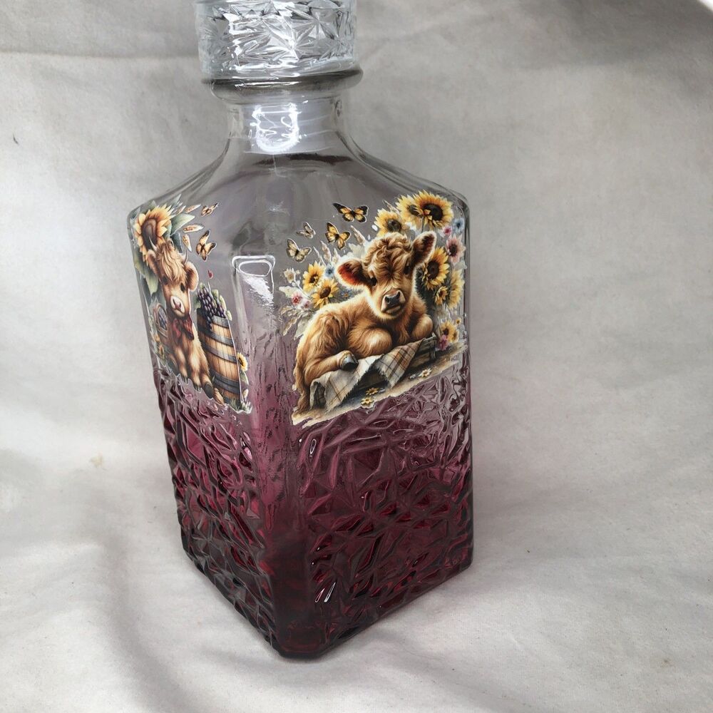 Highland Cow Wine 🍷 Decanter - Target 🎯 Bullseye's Playground Pink/Red NEW!